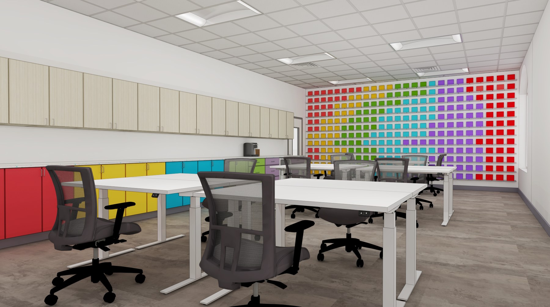 Colorful corporate office workspace design by McNeill Brown Interior Design